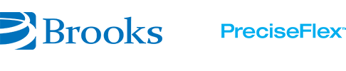 Brooks and PreciseFlex logos displayed side by side on a light gray background.