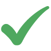 A large green checkmark on a light gray background.