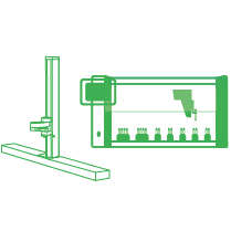 Lab Automation Icon100x100 1 Diagram showing a laboratory robotic arm next to an automated liquid handling system with vials.